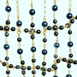 Plastron CHANEL couture perles bleues et noires