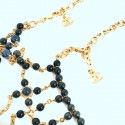 Plastron CHANEL couture perles bleues et noires