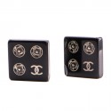 Clips CHANEL noirs carrés CC