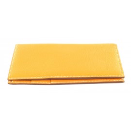 Portefeuille HERMES EVELYN en cuir jaune orangé