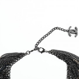 Collier CHANEL chaînes ruthénium et doré