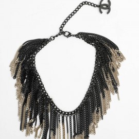 Collier CHANEL chaînes ruthénium et doré