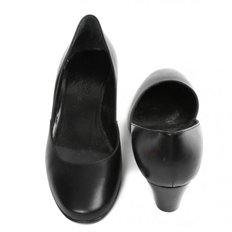 Ballerines compensées HERMES cuir noir