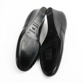 Ballerines compensées HERMES cuir noir