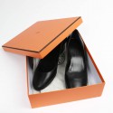 Ballerines compensées HERMES cuir noir