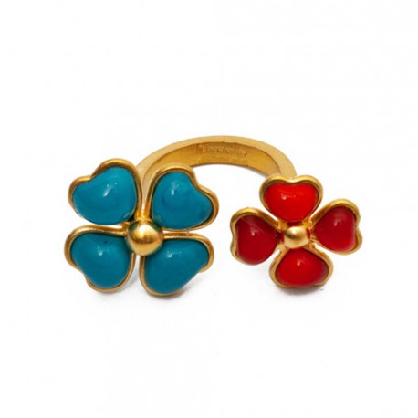 Bague fleurs MARGUERITE DE VALOIS turquoise corail