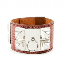 Hermes lizard Collier de chien T 1 silver