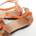 Sandales plates T 38 VIKTOR ROLF cuir et paillettes oranges