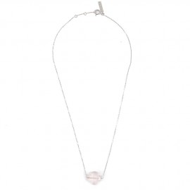 MORGANNE BELLO Petit collier or blanc quartz rose 