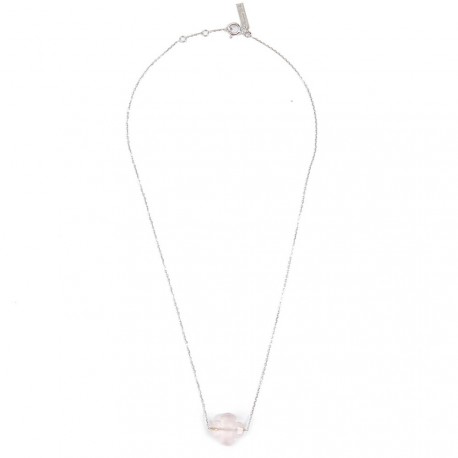 MORGANNE BELLO Petit collier or blanc quartz rose 