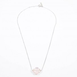 MORGANNE BELLO Petit collier or blanc quartz rose 