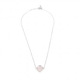 MORGANNE BELLO Petit collier or blanc quartz rose 