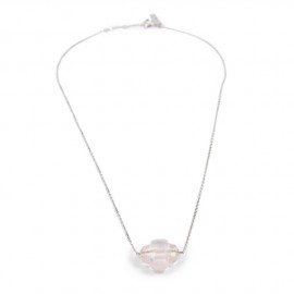 MORGANNE BELLO Petit collier or blanc quartz rose