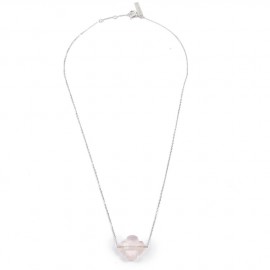 MORGANNE BELLO Petit collier or blanc quartz rose 