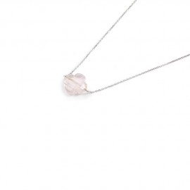 MORGANNE BELLO Petit collier or blanc quartz rose 