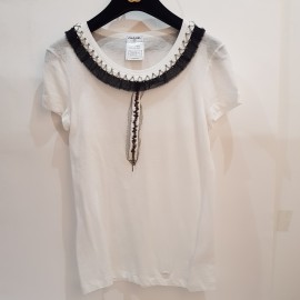 T-shirt T 34 CHANEL coton blanc chaines et brillants 