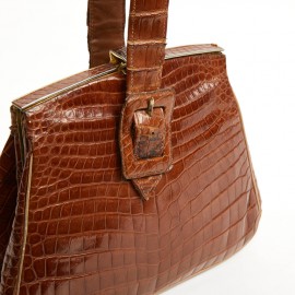 Sac à main vintage alligator marron