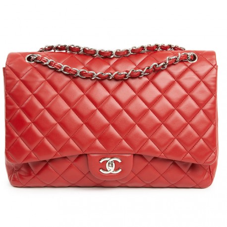 Sac Jumbo CHANEL cuir d'agneau rouge