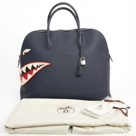 Bolide HERMES Shark togo bleu nuit