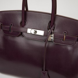 Sac à main Birkin 35 HERMES raisin cuir box