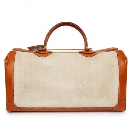 Valise de voyage HERMES toile et cuir Vintage TM