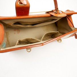 Valise de voyage HERMES toile et cuir Vintage TM