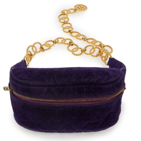 Ceinture banane CHANEL velours violet Vintage