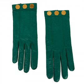 Gants HERMES cuir d'agneau vert 