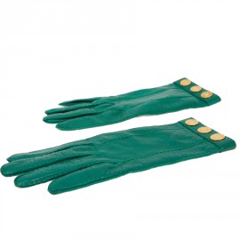 Gants HERMES cuir d'agneau vert 