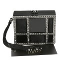 CHANEL Minaudière in Plexi, Black cotton Piqué and Rhinestones