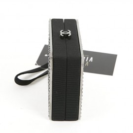 Minaudière CHANEL piqué noir strass