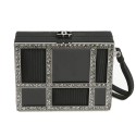 CHANEL Minaudière in Plexi, Black cotton Piqué and Rhinestones