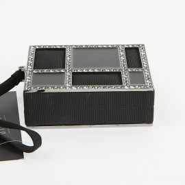 Minaudière CHANEL piqué noir strass