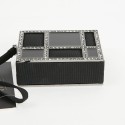 CHANEL Minaudière in Plexi, Black cotton Piqué and Rhinestones