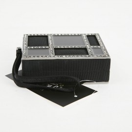 CHANEL Minaudière in Plexi, Black cotton Piqué and Rhinestones