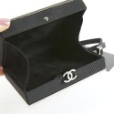 CHANEL Minaudière in Plexi, Black cotton Piqué and Rhinestones