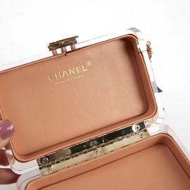 CHANEL Rectangular Clutch in Pink Plexiglass