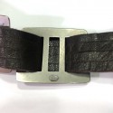 Ceinture CHANEL marron en cuir et boucles carrées argent