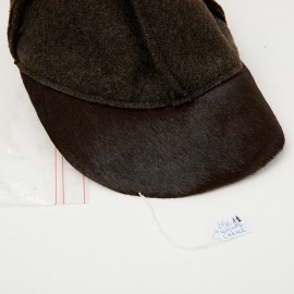 CHANEL Cap in Brown Boiled Wool and Pony Hair