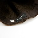 CHANEL Cap in Brown Boiled Wool and Pony Hair