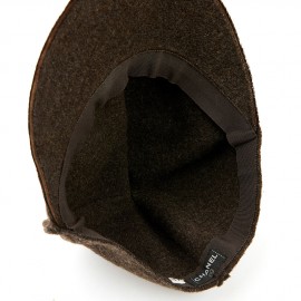 CHANEL Cap in Brown Boiled Wool and Pony Hair