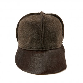 CHANEL Cap in Brown Boiled Wool and Pony Hair