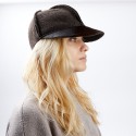 CHANEL Cap in Brown Boiled Wool and Pony Hair