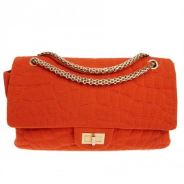 Sac Chanel jersey corail façon crocodile