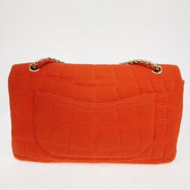 Sac Chanel jersey corail façon crocodile