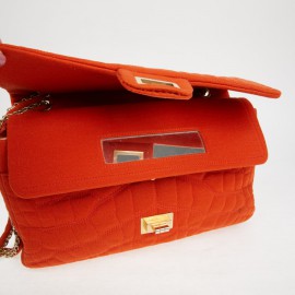 Sac Chanel jersey corail façon crocodile