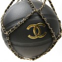 CHANEL Black BasketBall with its Chain in Leather and Metal