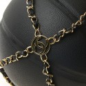 CHANEL Black BasketBall with its Chain in Leather and Metal