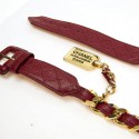 Ceinture CHANEL Vinage chaine er cuir rouge