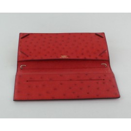 porte agenda HERMES en autruche rouge